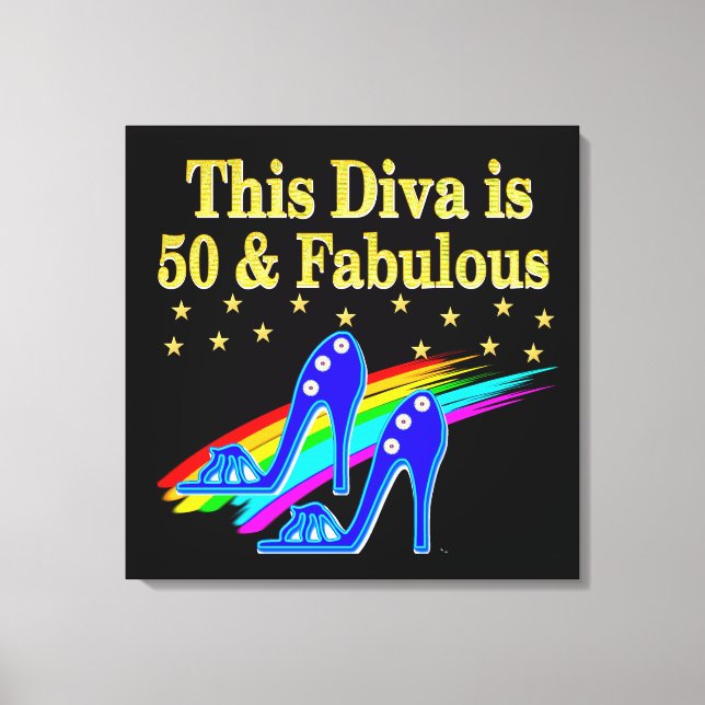 50:E BIRTHDAY FABULOUS DIVA DESIGN CANVASTRYCK (Framsida)