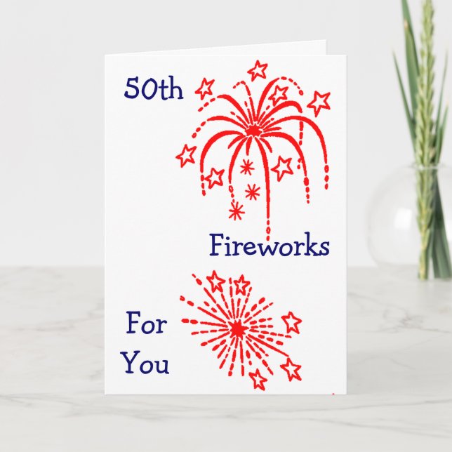 "50:e BIRTHDAY"-FIREWORKS Kort (Framsida)