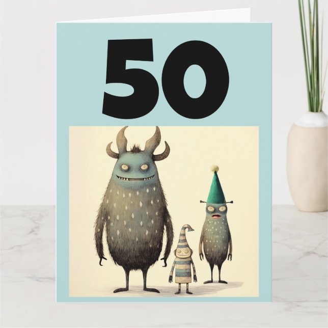 50:E BIRTHDAY FUNNY GREETING CARD KORT (Framsida)