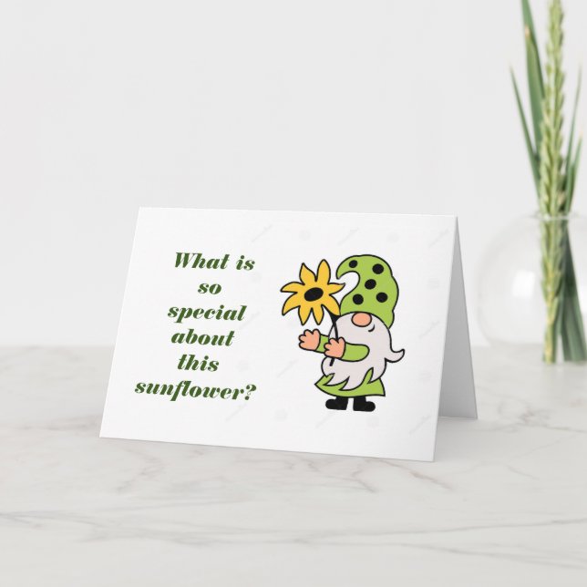 ***50:e BIRTHDAY*** GNOME SUNFLOWER Kort (Framsida)