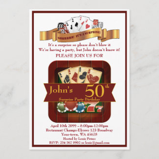50:e,Birthday Man Casino,Gambling Party,Las Vegas Inbjudningar