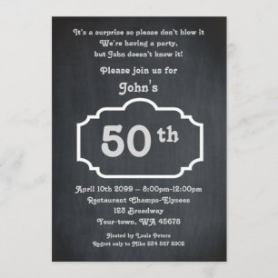 50:e,Birthday Man,Party Man,alla åldrar,Kalkboard, Inbjudningar