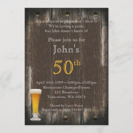 50:e,Birthday Man,Party Man,alla åldrar,trä,rustik Inbjudningar