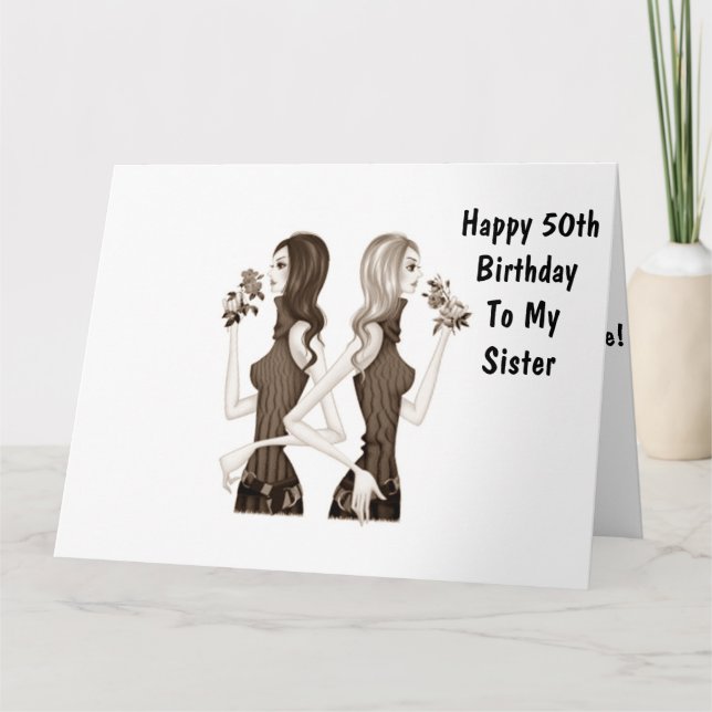 **50:e** BIRTHDAY ÖNSKEMÅL TILL MIN **SISTER** Kort (Framsida)