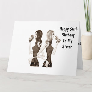 **50:e** BIRTHDAY ÖNSKEMÅL TILL MIN **SISTER** Kort