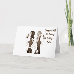 **50:e** BIRTHDAY ÖNSKEMÅL TILL MIN **TWIN SISTER* Kort