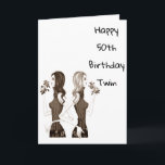 **50:e** BIRTHDAY ÖNSKEMÅL TILL MIN **TWIN SISTER* Kort<br><div class="desc">Om du har det lätt att vara tvilling med din syster... ..låt henne veta i dag genom att skicka henne det här Roligten födelsedagskort till HER ***50 BIRTHDAY*** eller ändra ålder om du behöver för att vara säker!!!!!!!!</div>
