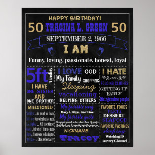 50:e BIrthday-vuxen-tårtstasch-skylt Poster