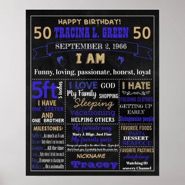 50:e BIrthday-vuxen-tårtstasch-skylt Poster (Framsidan)