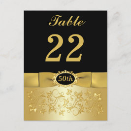 50:e Blommigt-vykort för svart Guld-Bordsnummer Vykort