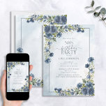 50:e Blommigten för Dusty Blue Watercolor på födel Inbjudningar<br><div class="desc">Fira din 50-årsdag i stil med denna vackra 50-dagars Dusty Blue Guld Watercolor Blommigt-inbjudan! Med elegant, dammblått och eukalyptus blommigt botaniskt inslag och ett dammigt blått ram mot en unik vattenfärgsbakgrund, är det säkert att den här inbjudan kommer att blända dina gäster. Dessutom kan du anpassa detaljerna i party med...</div>