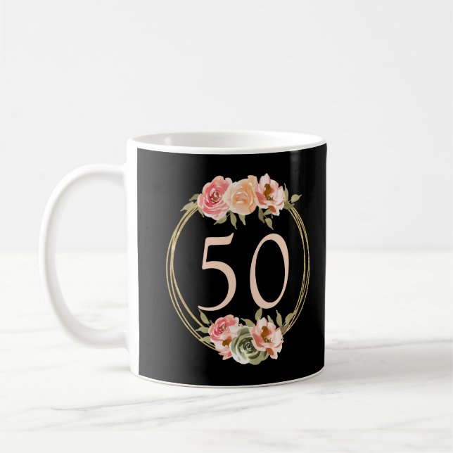 50:e Blommigten Peach Kaffemugg (Vänster)