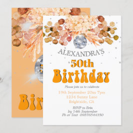 50:e Blommigtens Orange Disco Boll Inbjudningar