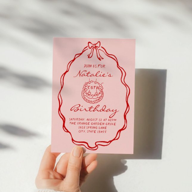 50:e Bow Hand plockade Coquette 50-årsjubileum Inbjudningar (Skapare uppladdad)