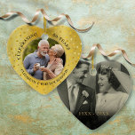 50:e Bröllop-årsdagen 2 Foto Golden Hearts Julgransprydnad Keramik<br><div class="desc">Anpassa med 2 speciella foton och 50-årsdetaljer på guld-hjärtan-kontroversiell bakgrund. Designad av Thisisnotme©</div>