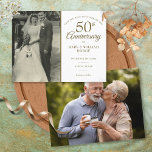 50:e Bröllop-årsdagen 2 fotospara datumet Meddelande Vykort<br><div class="desc">Anpassa med ditt favoritfoto från bröllop och din speciella 50:e guldårsdag för firande i chic guld i typografi. Den andra speciella fotot visas på baksidan. Designad av Thisisnotme©</div>