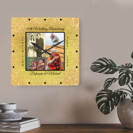 50:e Bröllop-årsdagen av Anpassningsbar Foto på gu Fyrkantig Klocka