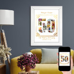 50:e Bröllop-årsdagen av Anpassningsbarna Fotokoll Poster<br><div class="desc">Personlig 50:e Golden Bröllop-årsjubileet för föräldrar. Den här vita och guld-poster har en 50-formad fotokollage med elegant art deco stil ram och ornate script typography. Mallen är inställd på redo så att du kan lägga till namn, anpassningsbar och bröllop. Fotokollaget har kvadrat, liggande och porträtt bilder, för ge finns många...</div>