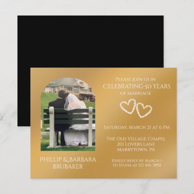 50:e Bröllop-årsdagen av Anpassningsbarna Photo Gu Inbjudan Vykort (Fram/baksida)