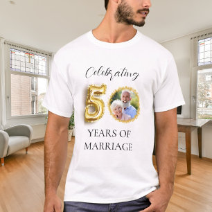 50:e bröllop-årsdagen av fotot på guld t shirt