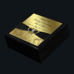 50:e Bröllop-årsdagen av Gift-boxen Smyckeskrin<br><div class="desc">En Digitalbcon Bilder Design med ett tema med svart platinstryck och Guld Glitter-blomma Ram med en rad olika bilder, former, mönster, stilar och typsnitt i denna enhandsruta med "gyllene Bröllop-årsdagen". Den här eleganten och den här attraktiva designen levereras med anpassadet Fotobild och textmarkeringar på framsidan och skapar säkert många års...</div>
