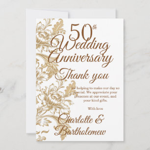 50:e Bröllop-årsdagen Blommigt Tack Kort