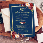 50:e Bröllop-årsdagen Burgundy-Blommigten, marinbl Inbjudningar<br><div class="desc">Fira 50-årsdagen av Bröllop med den här mallen "Marsala Burgundy Blommigt Navy Blue Investigation". Med vår enkla verktyg-till-använda-design kan du enkelt anpassa den så att den blir unik för dig. (1) Om du vill göra ytterligare anpassningar klickar du på länken "anpassa ytterligare" och användor verktyg som är utformat för att...</div>