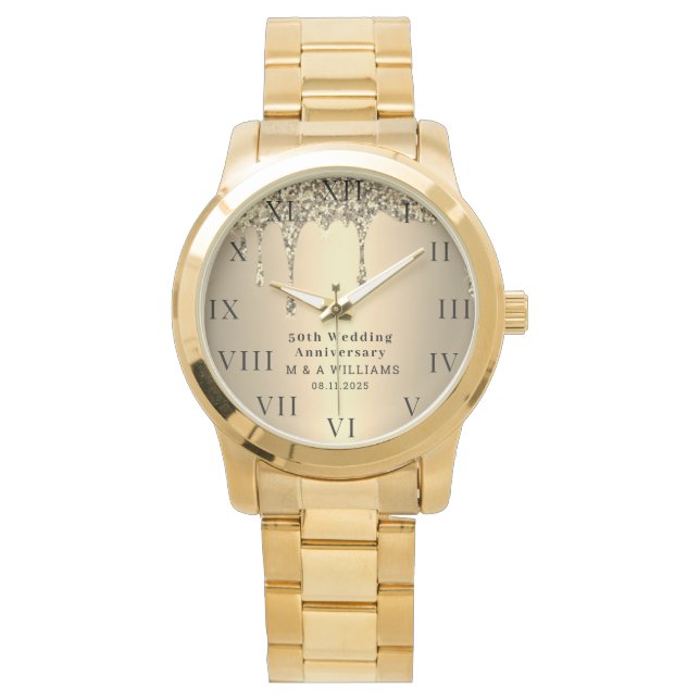50:e Bröllop-årsdagen Den moderna Eleganten femtio Armbandsur (Framsida)