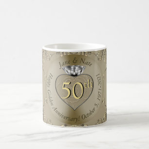50:e Bröllop-årsdagen Diamond Heart Butterfly Kaffemugg