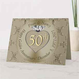 50:e Bröllop-årsdagen Diamond Heart Butterfly Kort