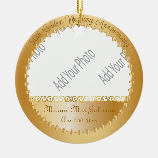 50:e Bröllop-årsdagen - DIY Photo Julgransprydnad Keramik (Framsidan)