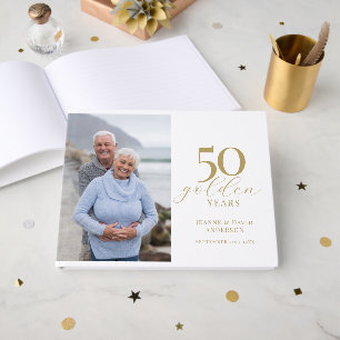 50:e Bröllop-årsdagen Elegant 50 gyllene år Gästböcker