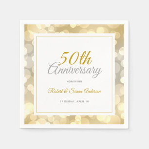 50:e Bröllop-årsdagen Elegant Guld Bokeh Pappersservett