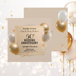 50:e Bröllop-årsdagen Firande Golden Inbjudningar
