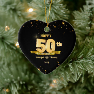 50:e Bröllop-årsdagen för Anpassningsbarna Glitter Julgransprydnad Keramik