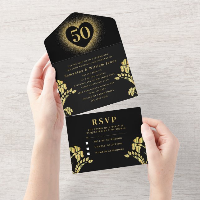 50:e Bröllop-årsdagen för Blommigten Guld Modern (Avrivbar del)