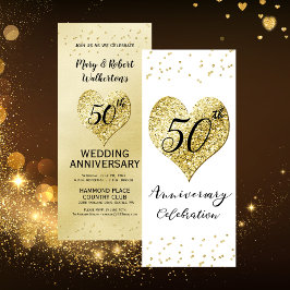 50:e Bröllop-årsdagen för Firande Guld Konfetti Inbjudningar