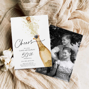 50:e Bröllop-årsdagen för fotoinbjudan Inbjudningar