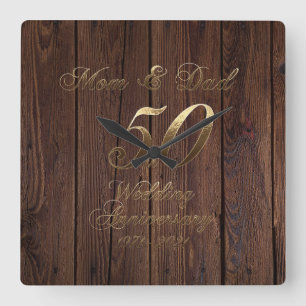 50:e Bröllop-årsdagen för Golden Bröllop-föräldrar Fyrkantig Klocka