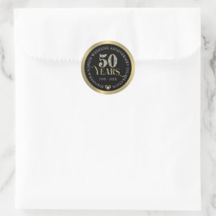 50:e bröllop-årsdagen för guld och vita diamanter runt klistermärke