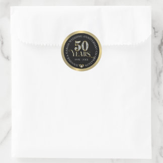 50:e bröllop-årsdagen för guld och vita diamanter runt klistermärke