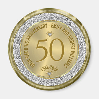 50:e Bröllop-årsdagen för Guld vita diamanter Magnet