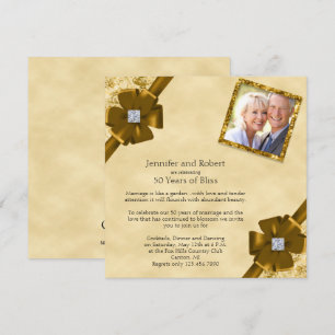 50:e Bröllop-årsdagen för inbjudan till Guld Glitt