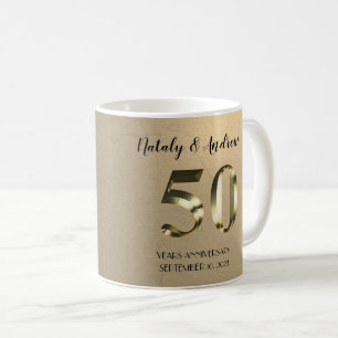 50:e Bröllop-årsdagen för Metallic Guld Kaffemugg