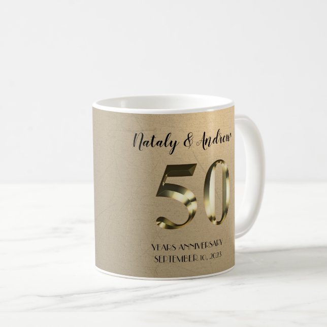 50:e Bröllop-årsdagen för Metallic Guld Kaffemugg (Framsida höger)