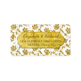 50:e Bröllop-årsdagen för Returadressen Guld Flora Adressetikett