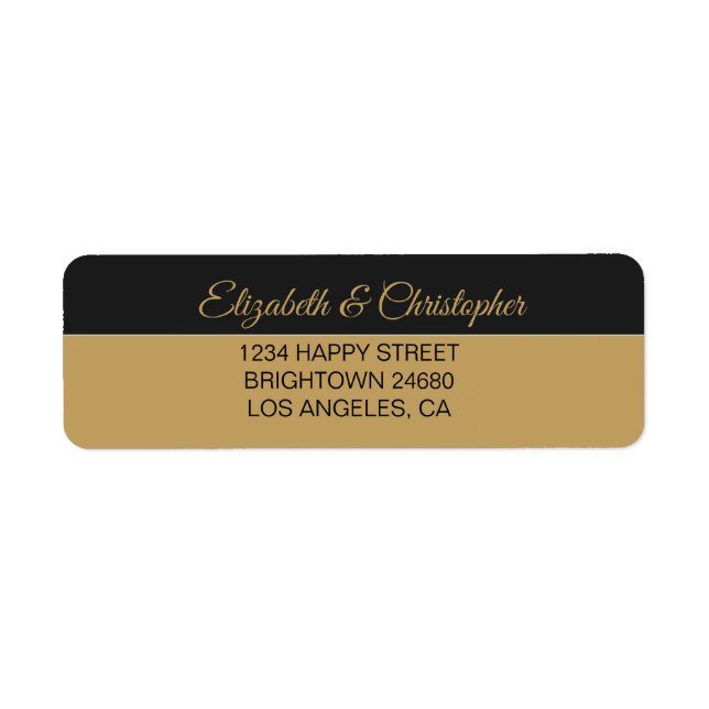 50:e Bröllop-årsdagen för Svarta Guld Adress Returadress Etikett (Framsidan)
