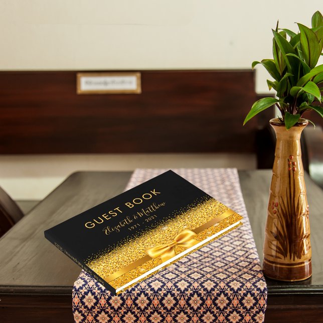 50:e Bröllop-årsdagen för svartvit glam-gnistra fö Gästböcker (Skapare uppladdad)