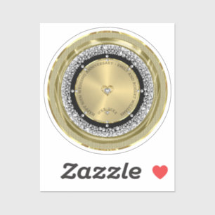 50:e bröllop-årsdagen för vita diamanter och guld klistermärken