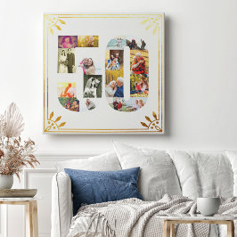 50:e Bröllop-årsdagen Foto White Guld Art Deco Canvastryck